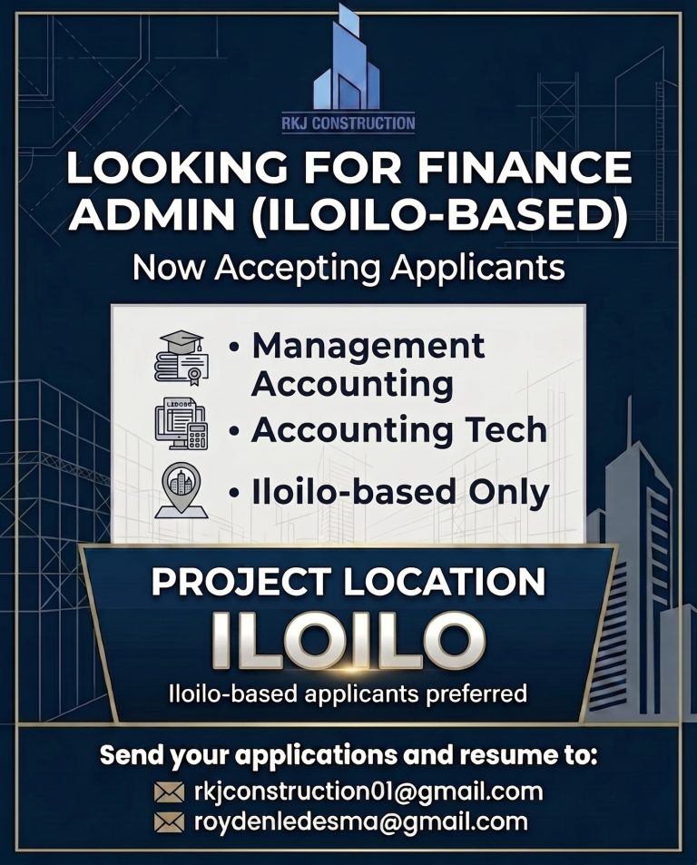 RKJ Construction is hiring a Finance Admin in Iloilo